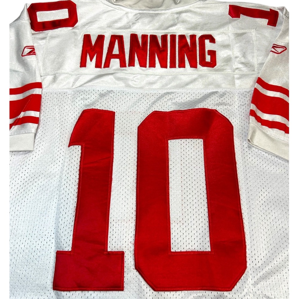 VTG Reebok Eli Manning New York Giants NFL Jersey Men 52 XL White Captain Patch - Picture 5 of 9